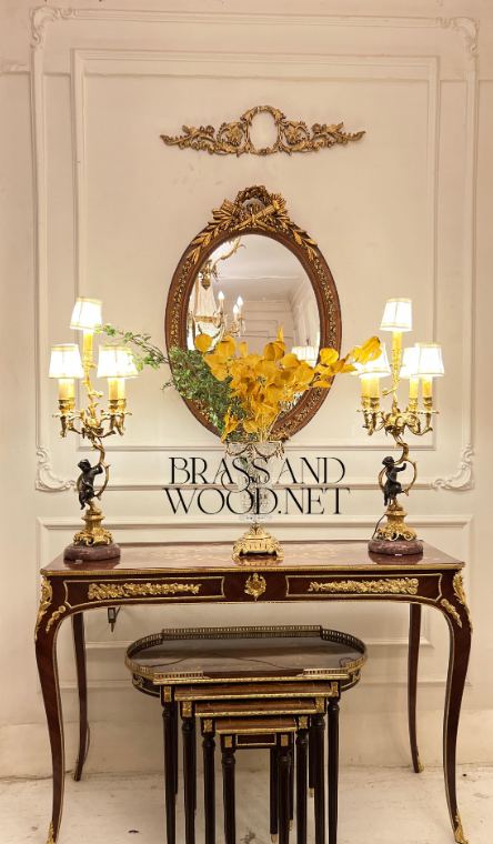 Louis XV console with cabriole legs and antique brass, shipped to Dubai