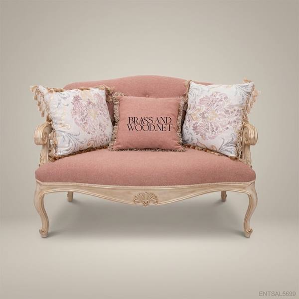 French Provincial Carved Wood Salon Sofa — handcrafted by Brass & Wood