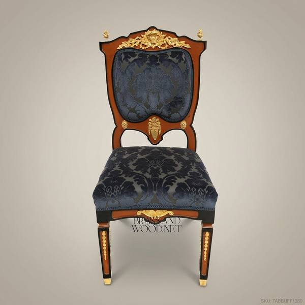 Brass & Wood Empire Damask Dining Chair — handcrafted by Brass & Wood