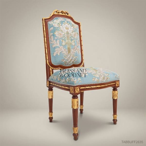 Brass & Wood Louis XVI Floral Tapestry Dining Chair — handcrafted by Brass & Wood