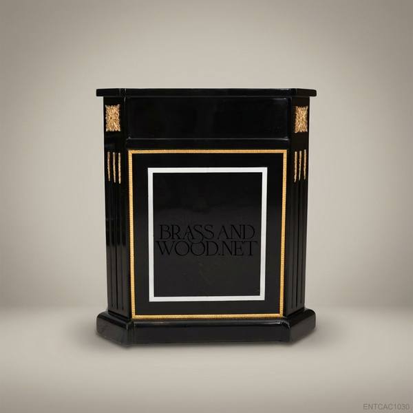 Empire Ebonized Octagonal Jardinière with Gilt Pilaster Columns — 71 cm — handcrafted by Brass & Wood