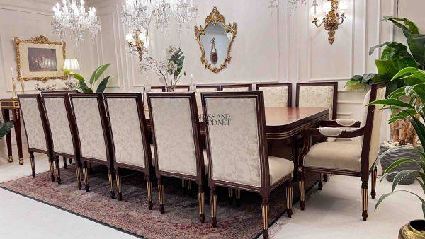 Louis XVI Gilt-Accent Heritage Dining Suite — handcrafted by Brass & Wood