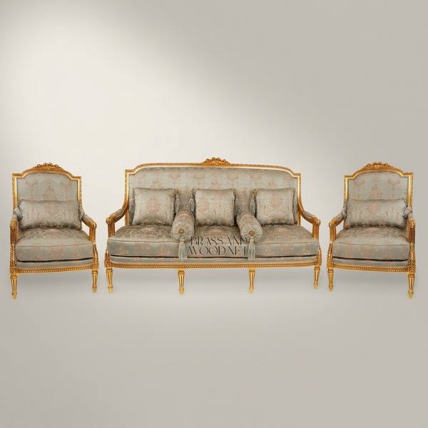 Louis XVI Heritage Gilt Salon Set — handcrafted by Brass & Wood