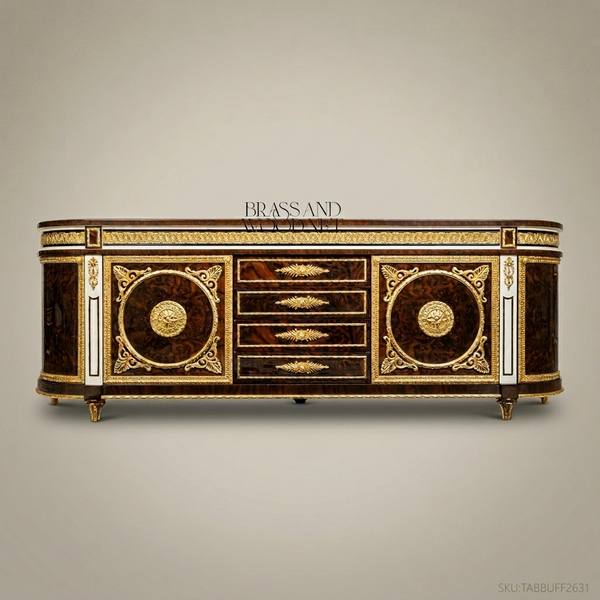 Brass & Wood Louis XVI Burl Wood & Gilt Bronze Buffet — handcrafted by Brass & Wood