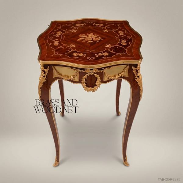 Louis XV Marquetry Corner Table with Gilded Bronze Mounts — handcrafted by Brass & Wood