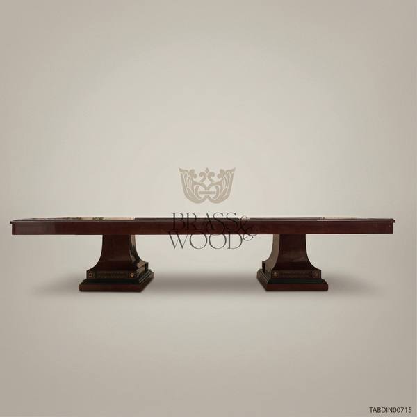 Brass & Wood Empire Double Pedestal Dining Table — handcrafted by Brass & Wood