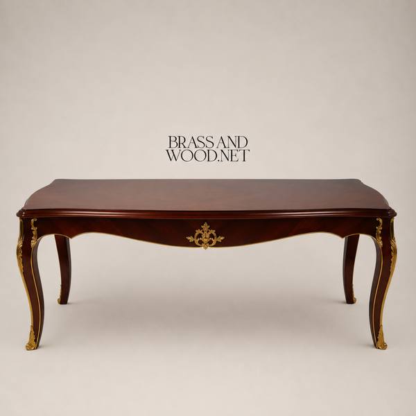 Brass & Wood Louis XV Rococo Carved Wood Dining Table — handcrafted by Brass & Wood