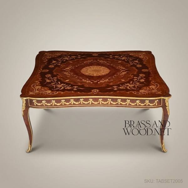 Louis XV Marquetry Centre Table with Gilt Bronze Mounts — handcrafted by Brass & Wood